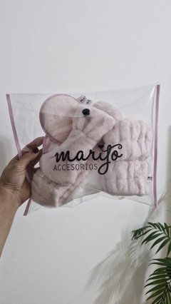 SET SKINCARE BRISA CON VINCHA MOÑO ROSA - Marijo