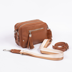 BANDOLERA SIENA DE CUERO CARAMELO
