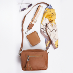 BANDOLERA SIENA DE CUERO CARAMELO - comprar online