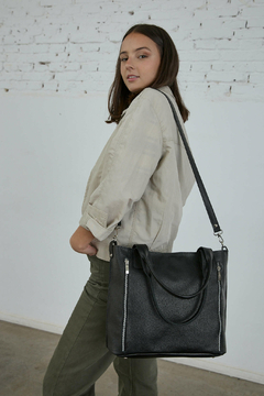 TOTE AURELIA CUERO NEGRA - Marijo