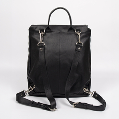 MOCHILA / CARTERA GINGER CUERO NEGRA - Marijo