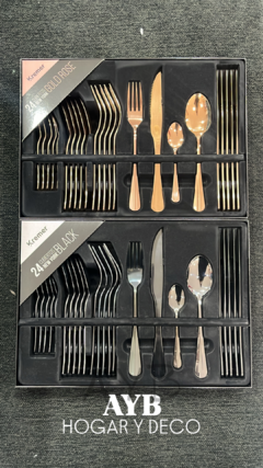 Set cubiertos por 24 piezas Gold Rose/ Gold/ Black