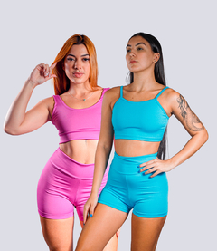 Imagem do KIT 2 Conjuntos de Alcinha de Academia Cores Variadas Fitness Feminino com Tecido Em Suplex