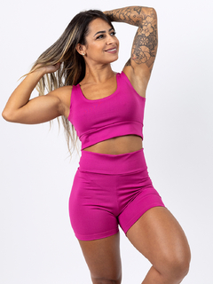 Conjunto Academia Básico Feminino Short e Top Fitness Cintura Alta Suplex
