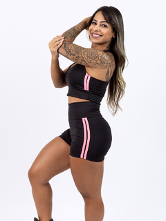Conjunto Short e Top de Cintura Alta Fitness de Academia em Material Suplex com Listras Laterais - Oxygen Sport - Respirando Novos Ares no Mundo do Esporte!