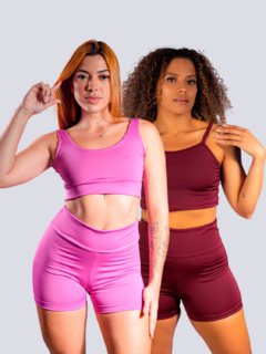 KIT 2 Conjuntos de Alcinha de Academia Cores Variadas Fitness Feminino com Tecido Em Suplex