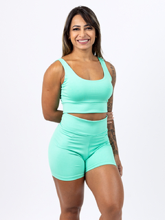 Conjunto Academia Básico Feminino Short e Top Fitness Cintura Alta Suplex - loja online
