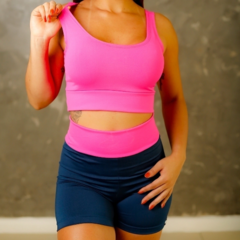 Conjunto Fitness Short e Top de Academia Fitness Feminino Bicolor em Tecido Suplex na internet