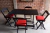 Conjunto Mesa Dobrável 120x70 com 4 Cadeiras Estofadas de Madeira - Preto