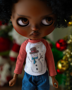 Antique Pink and White Snowman Christmas T-Shirts