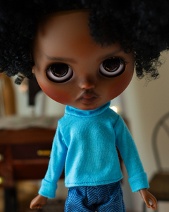 Sky Blue Long Sleeve Blouse