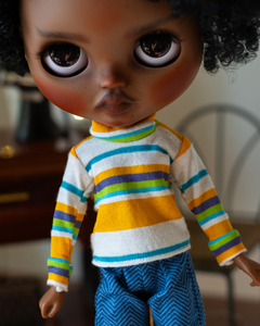 Orange and Colorful Stripes Long Sleeve Blouse