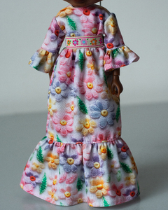 Colorful 3D Floral Long Dress