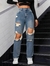 Jeans desgarro de talle alto - comprar en línea