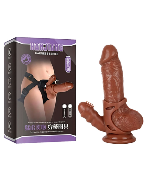 ARNÉS CON DILDO Y FUNDA CON BALA VIBRADORA (4 en 1)
