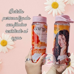 Botella transparente 750cc personalizada con vinilo sublimable