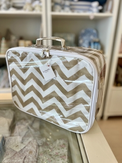 Valija plastificada chevron beige - comprar online