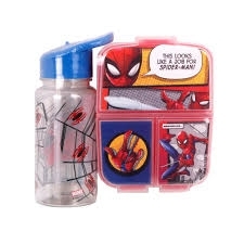 SET HERMETICO + BOTELLA STRAW TOP SPIDERMAN