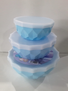 SET X 3 BOWLS CON TAPA PASTEL - Distribuidora Curuzu Mayorista