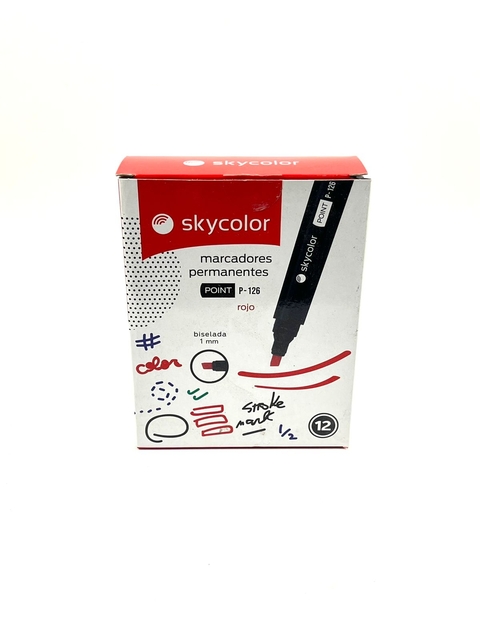 MARCADORES PERMANENTE PUNTA BISELADA P-126 ROJO X12