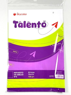 REPUESTO DE DIBUJO N5 SKYCOLOR TALENTO X8HJS BLANCA 108GRS