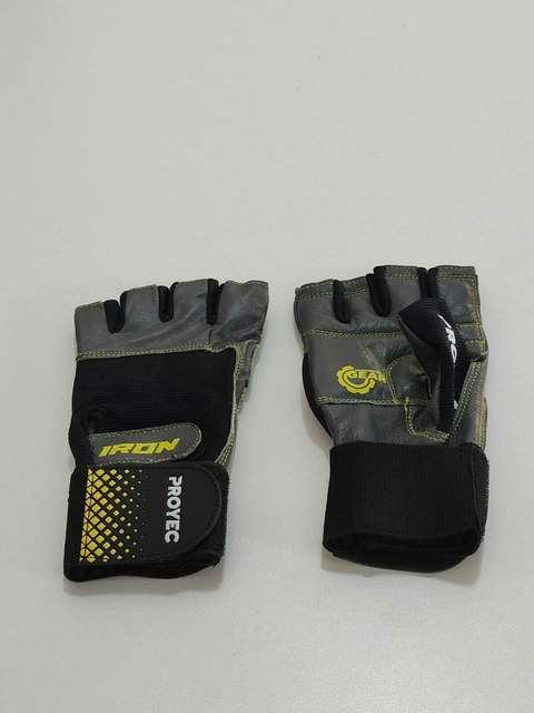 GUANTE GYM iron- Con muñequera y cuero genuino y elastizado