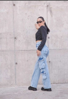 Jeans cargo wide leg - comprar online