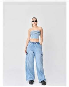 Jogger Cargo wide leg frunce