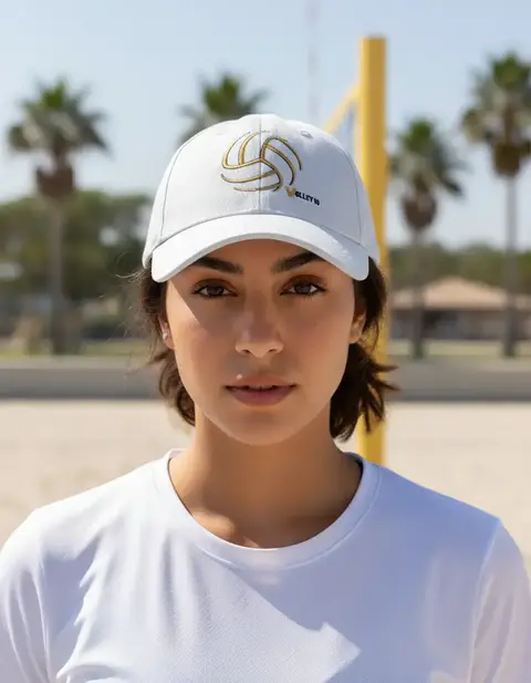 Boné Volley10 Bola Vôlei Bordada Dourada Ajustável
