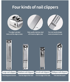 Conjunto de manicure em aço inoxidável Cortadores de unhas Cutícula Ferrament - comprar online