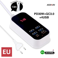 Carregador USB Múltiplo PD 30W Tipo C Carregador Rápido Carregadores de Parede - banca_veiastores