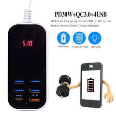 Carregador USB Múltiplo PD 30W Tipo C Carregador Rápido Carregadores de Parede - loja online
