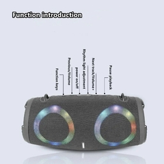 Alto-falante Bluetooth de alta potência, portátil, RGB, luz colorida, impermeável, subwoofer sem fio, 360 surround estéreo, TWS FM Boombox - banca_veiastores