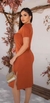 Vestido Midi Manga Curta e Fenda Lateral - comprar online