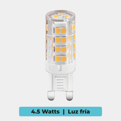 Lámpara LED bipin 4.5W G9 luz fría Interelec