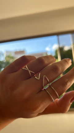 ANEL DOIS AROS LISO FINO - Alecrim Prata de Lei