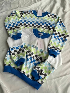 Blusa de Moletinho Salamê - Off white e azul na internet