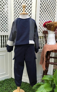 Blusa Moletom Oversized Zero Waste - Azul marinho - Bella Bordô Kids