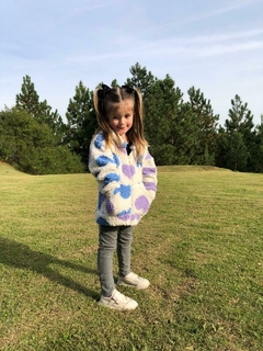 Casaco Aconchego Corações - Azul e Lilás - comprar online