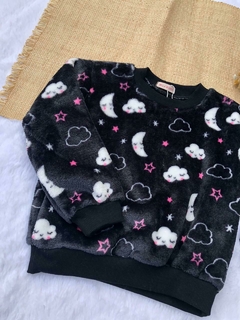 Blusão Fleece Céu preta - comprar online