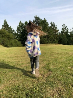 Casaco Aconchego Corações - Azul e Lilás - Bella Bordô Kids