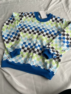 Blusa Moletinho Quadriculada Azul na internet