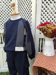 Blusa Moletom Oversized Zero Waste - Azul marinho - comprar online