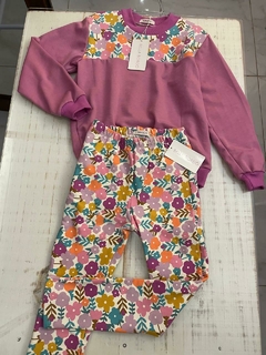 Blusa de Moletinho Salamê - Lilás + floral - Bella Bordô Kids