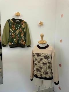Blusa de Moletinho Salamê - Verde com folhas - Bella Bordô Kids