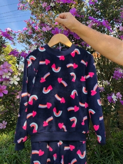 Conjunto Fleece - Coração Azul Marinho na internet