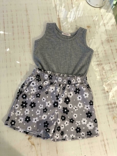 Short Tactel Menina Cinza - Bella Bordô Kids