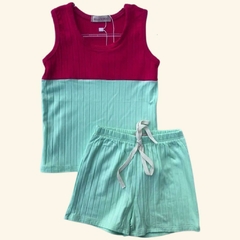 Conjunto Verde Menta e Rosa