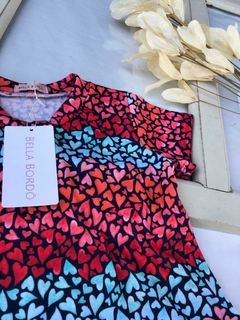 Blusa Laís Corações Coloridos - Bella Bordô Kids