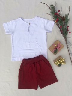 Bermuda Vermelho Bordô - Bella Bordô Kids